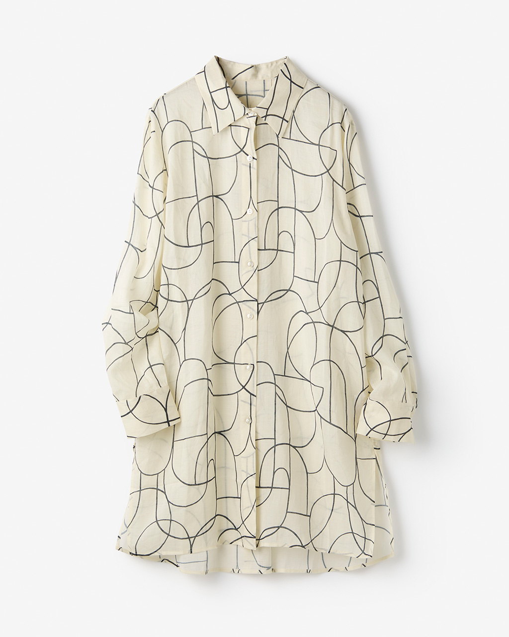 シアーラミー・ロングシャツ 詳細画像 アイボリーパターン 4