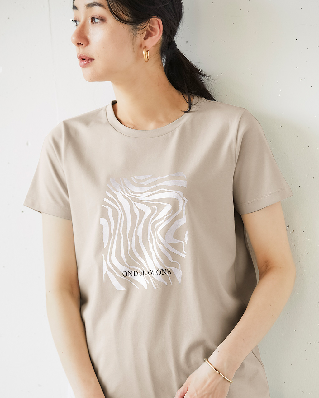 メタリックデザインTシャツ 詳細画像 ライトグレー 1