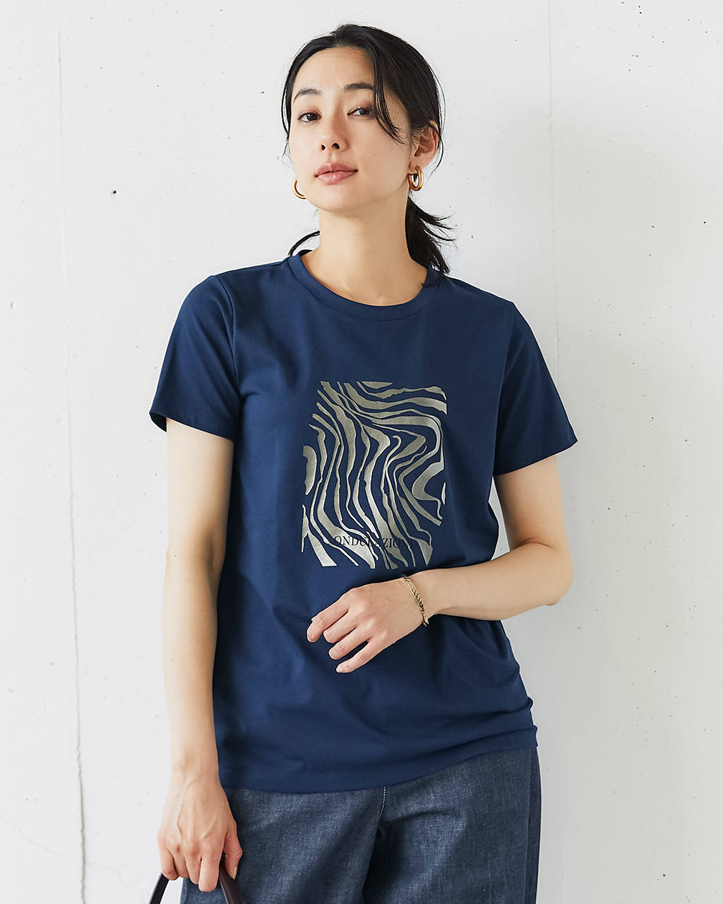 メタリックデザインTシャツ 詳細画像 ネイビー 1