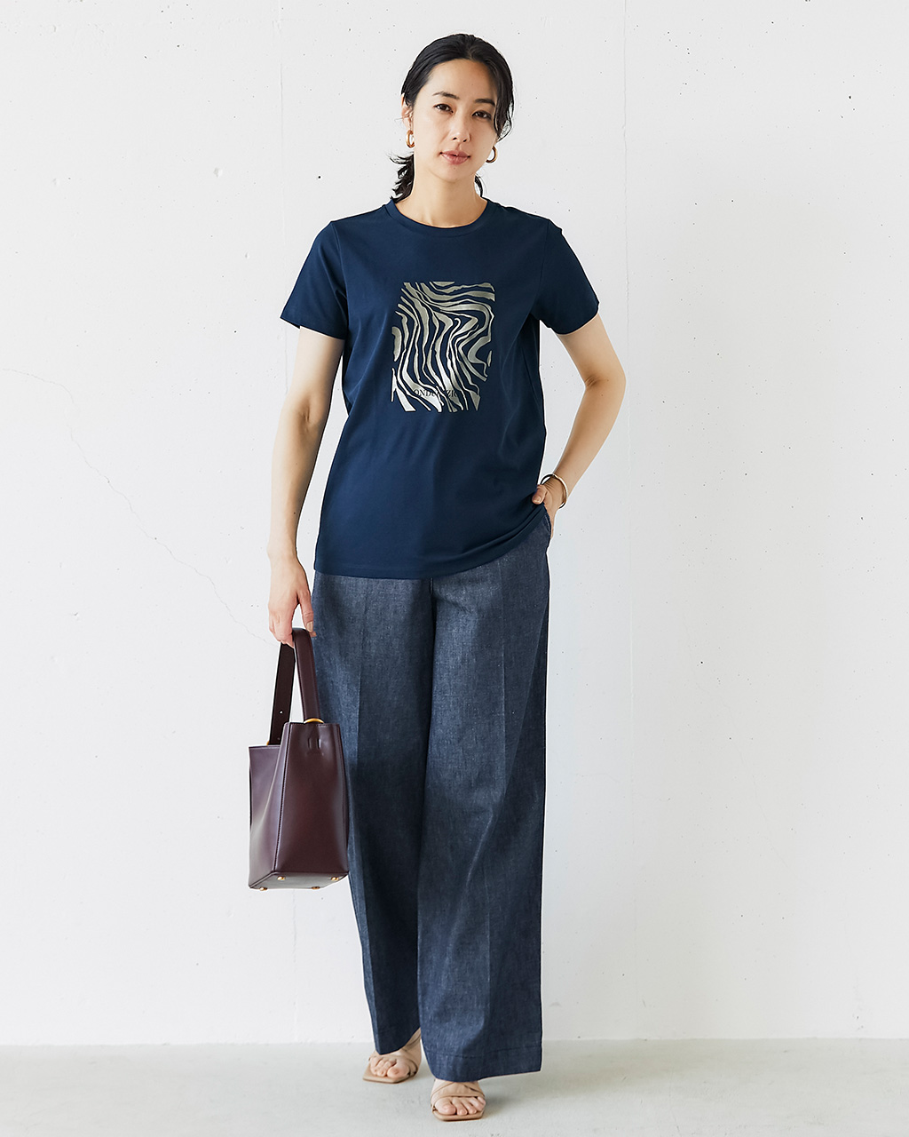 メタリックデザインTシャツ 詳細画像 ネイビー 3