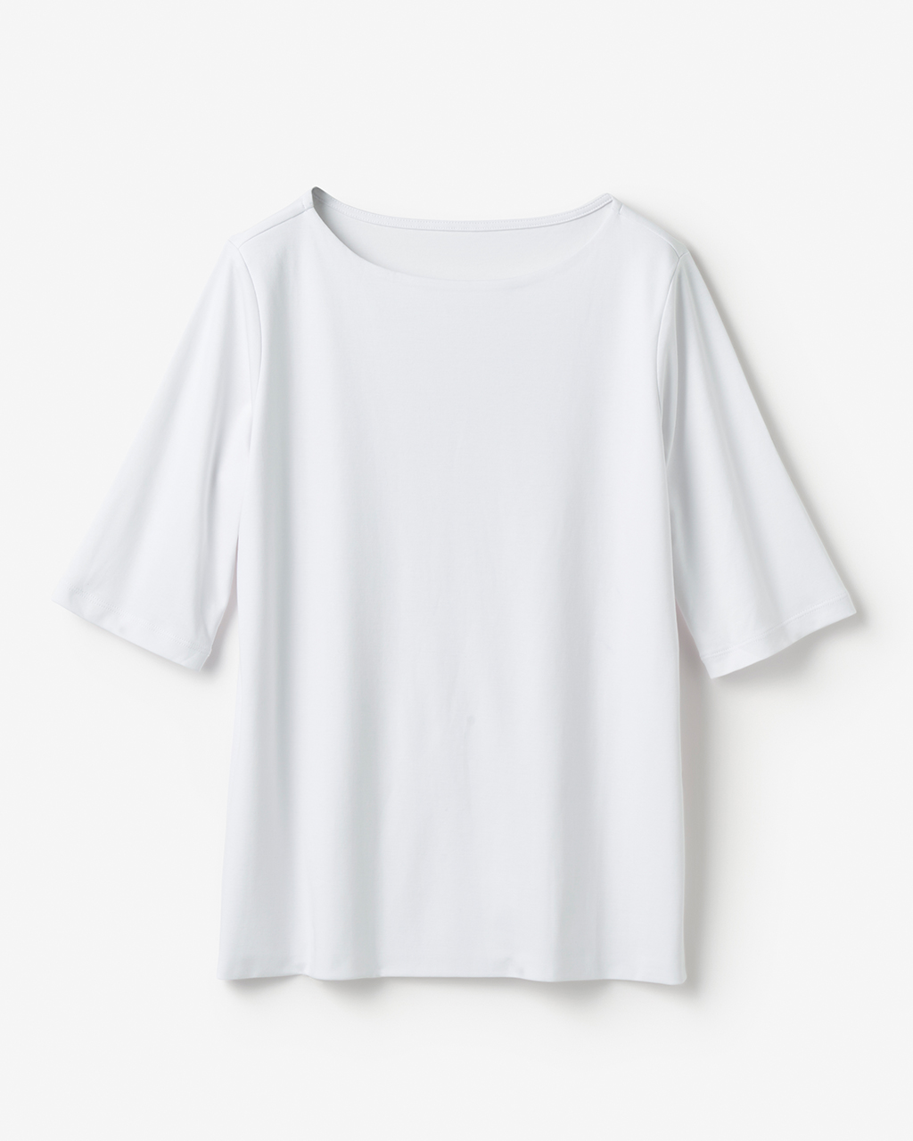 ボートネック・5分袖／スーピマ・ドゥクラッセTシャツ 詳細画像 ホワイト 3