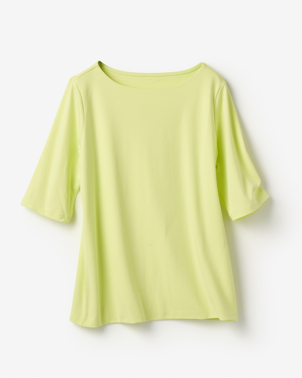 ボートネック・5分袖／スーピマ・ドゥクラッセTシャツ 詳細画像 アップルイエロー 1