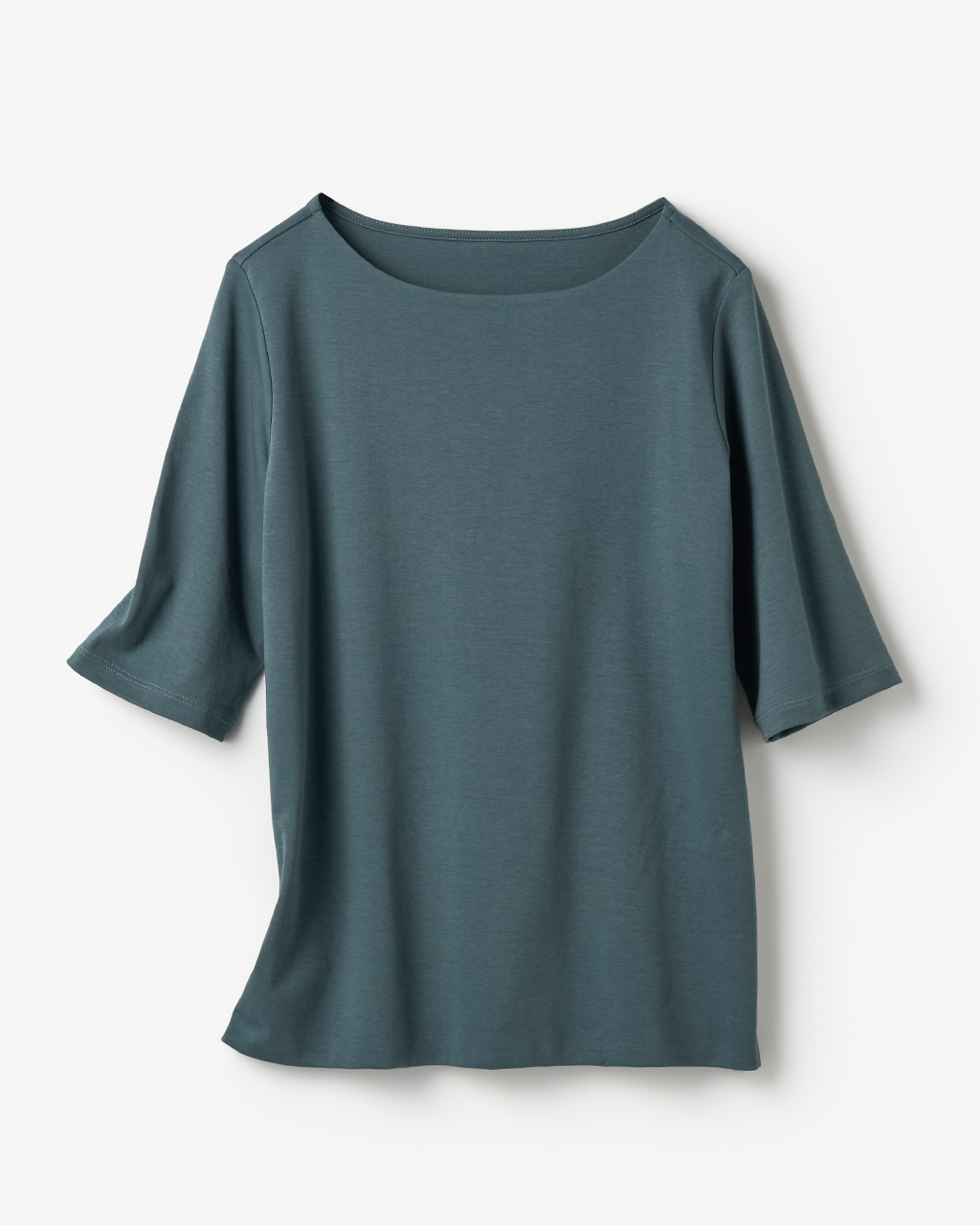 ボートネック・5分袖／スーピマ・ドゥクラッセTシャツ 詳細画像 グレーブルー 3