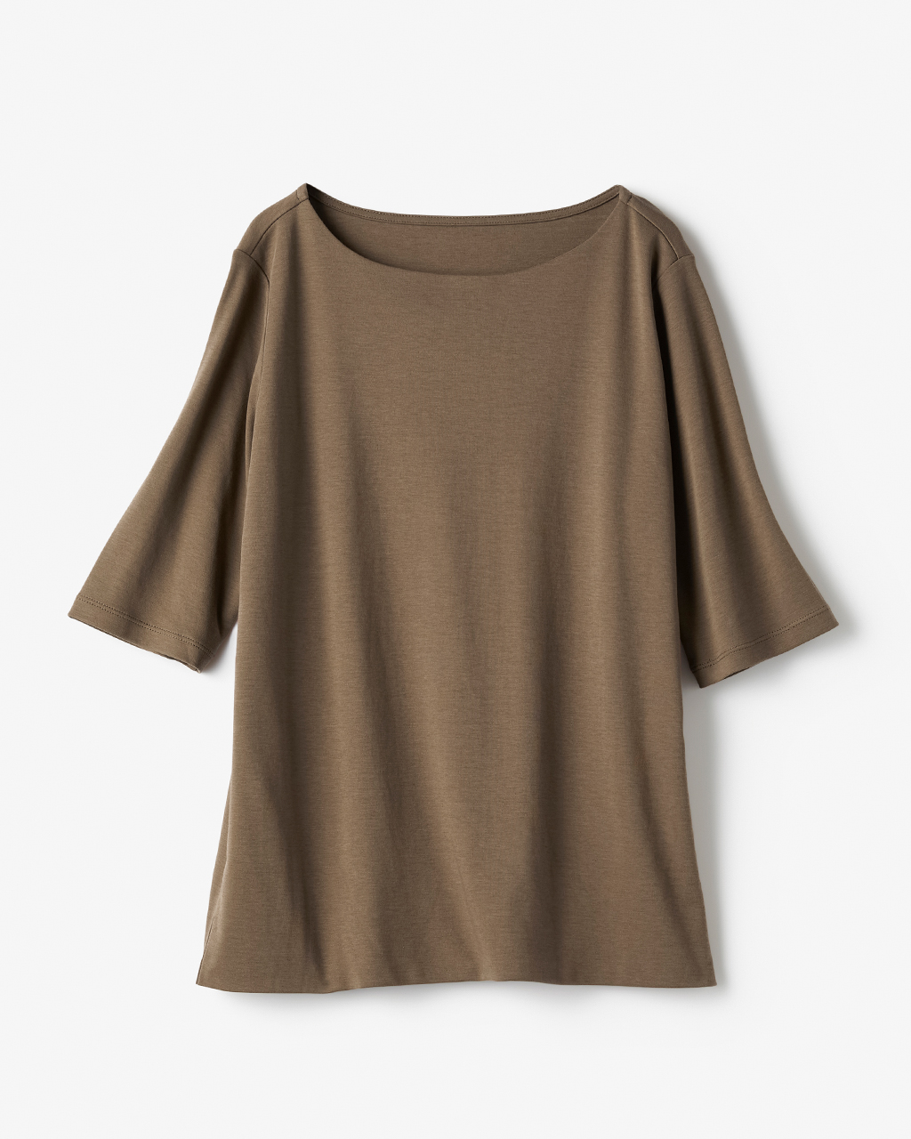 ボートネック・5分袖／スーピマ・ドゥクラッセTシャツ 詳細画像 ダークブラウン 3