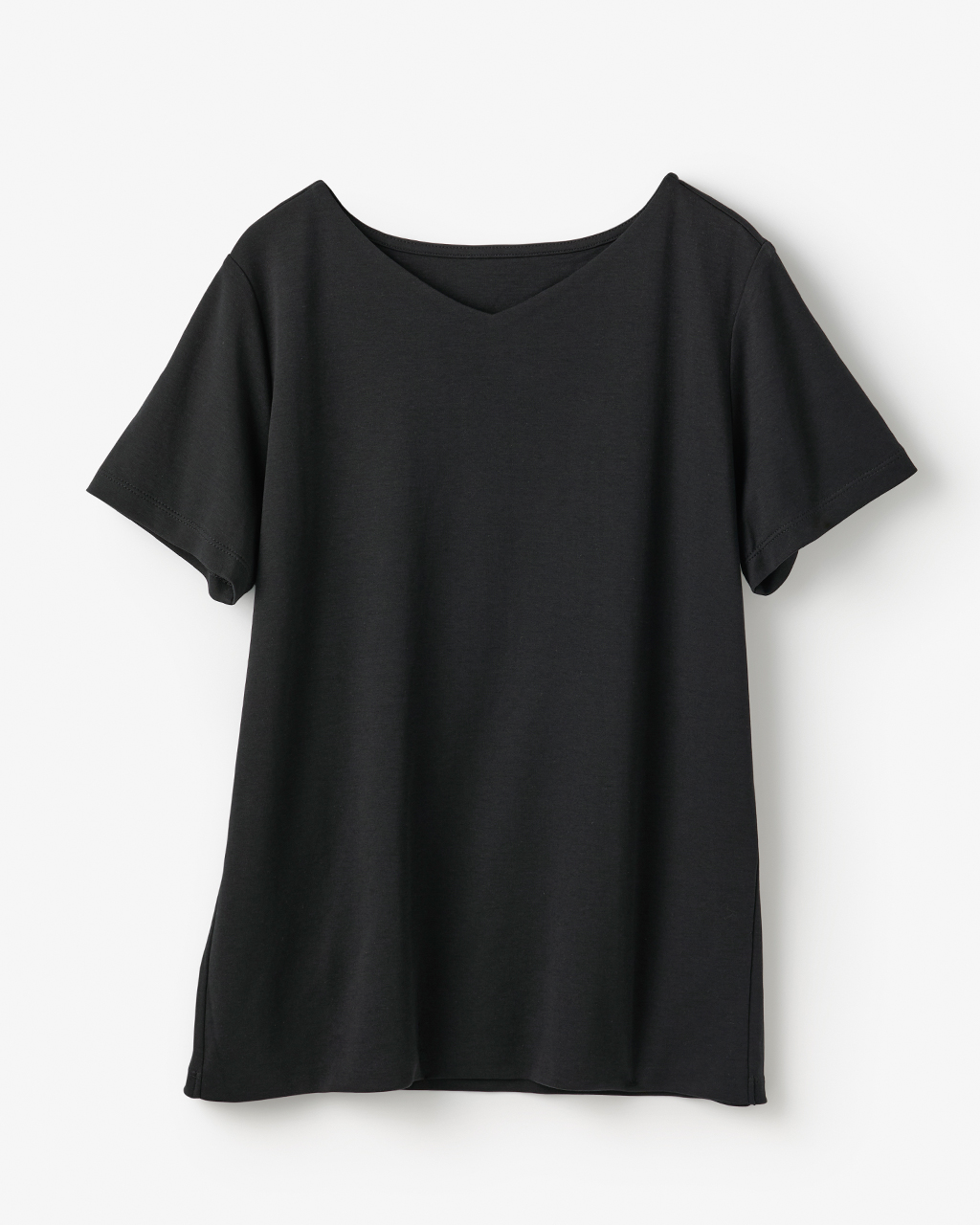浅Vネック・半袖／スーピマ・ドゥクラッセTシャツ 詳細画像 ブラック 3