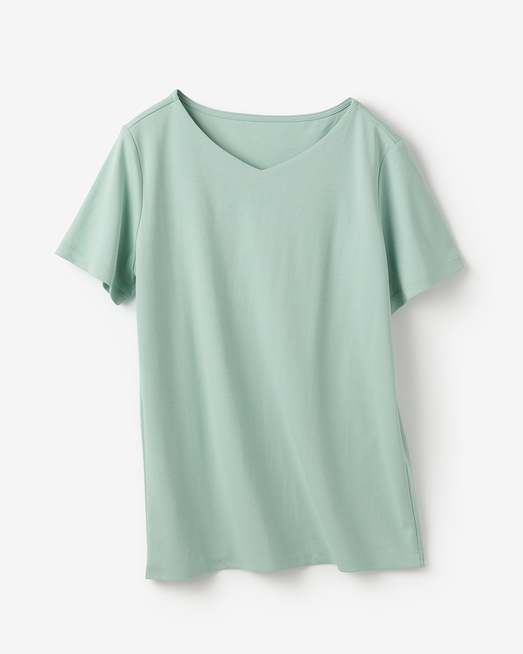 浅Vネック・半袖／スーピマ・ドゥクラッセTシャツ 詳細画像 グリーングレー 3