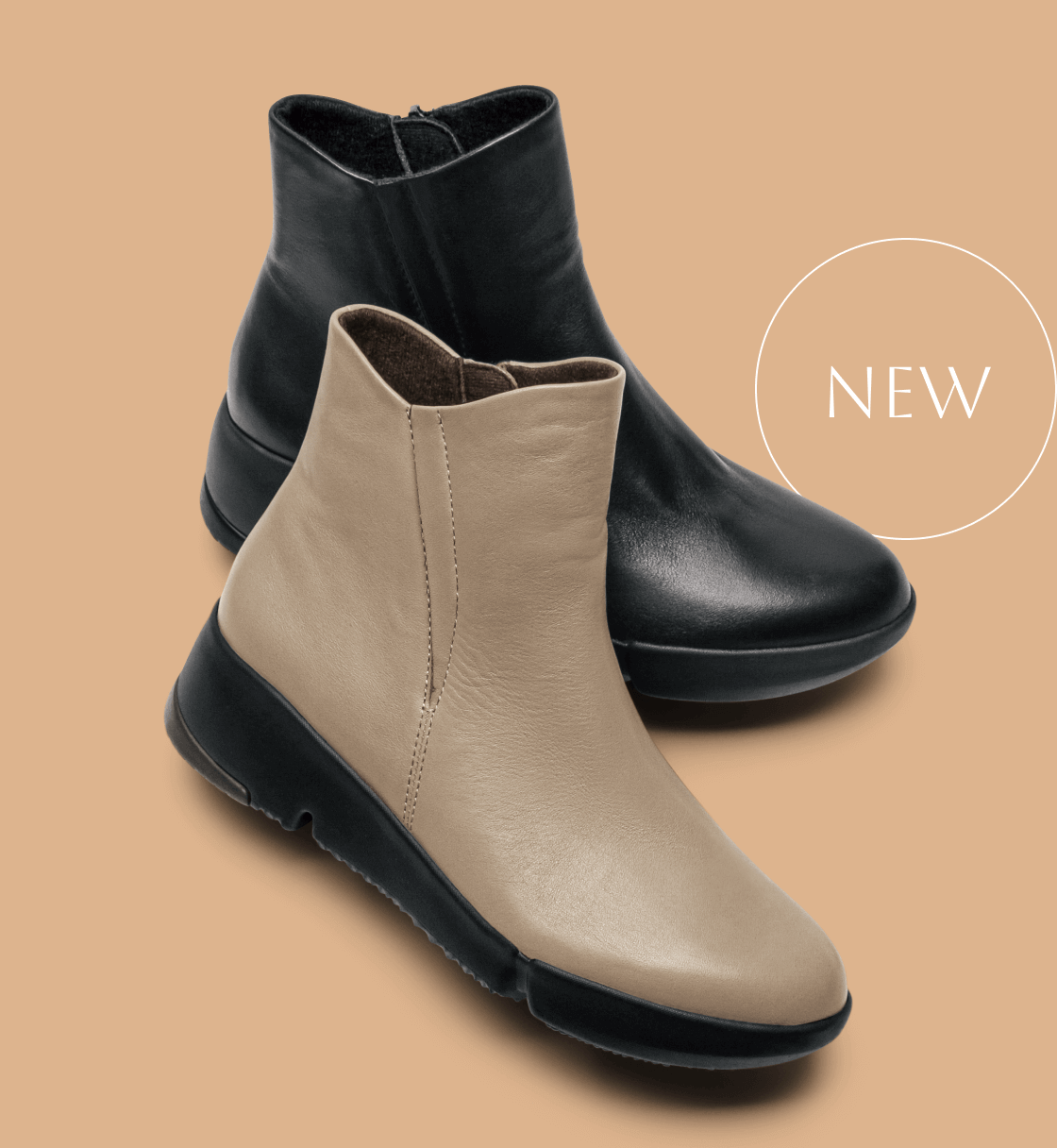02 Soft Leather Middle Boots ソフトで上質な革が足をやわらかく包み込む